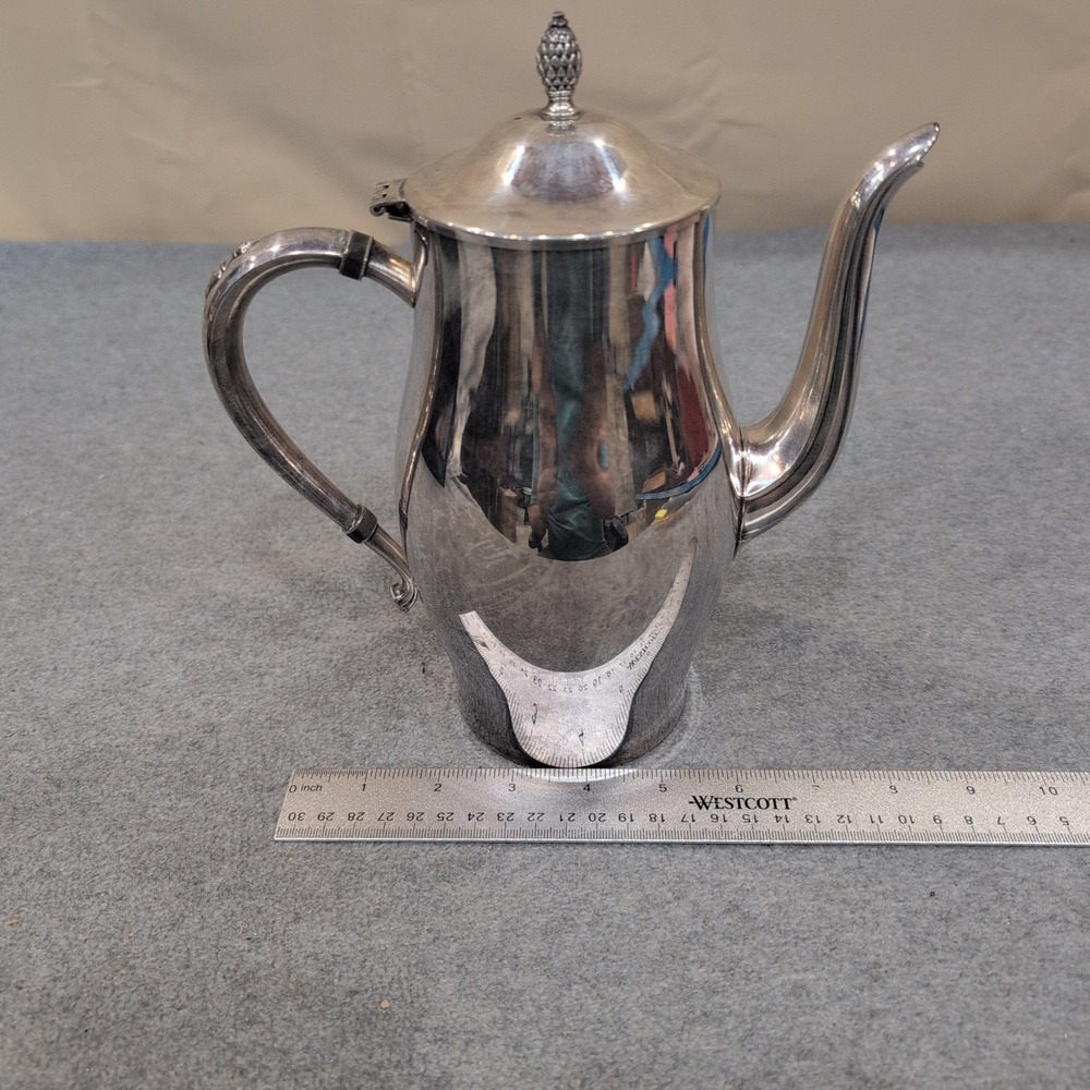 Oneida Paul Revere Reproduction Silverplate Coffee Pot Pineapple Finial - Picture 6 of 8